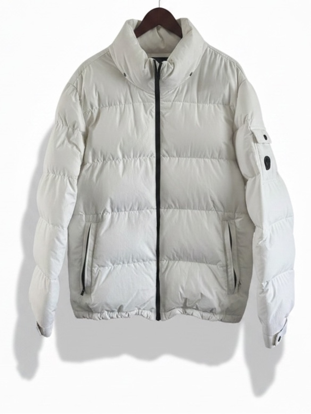 Men's White Puffer Jacket with High Collar made by Michael Kors